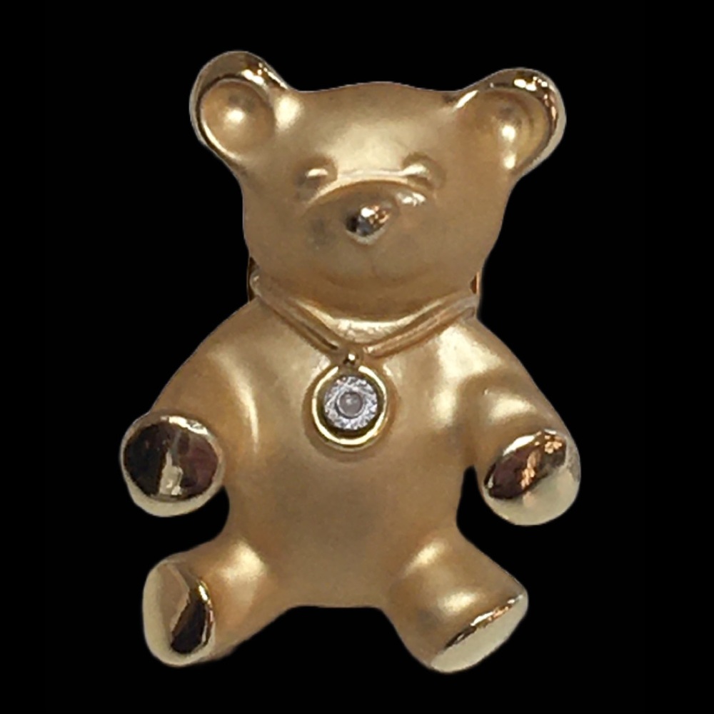 Teddy Bear Pin Vintage Gigio Giusti Gold Tone for Lapel Hat Scarf